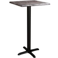 Lancaster Table & Seating Excalibur 23 5/8 inch x 23 5/8 inch Square Bar Height Table with Smooth Paladina Finish and Cross Base Plate