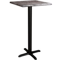 Lancaster Table & Seating Excalibur 23 5/8" x 23 5/8" Square Bar Height Table with Smooth Paladina Finish and Cross Base Plate