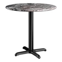 Lancaster Table & Seating Excalibur 32" Round Standard Height Table with Smooth Paladina Finish and Cross Base Plate