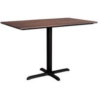Lancaster Table & Seating Excalibur 27 1/2" x 47 3/16" Rectangular Dining Height Table with Textured Walnut Finish and Cross Base Plate