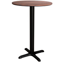 Lancaster Table & Seating Excalibur 31 1/2 inch Round Counter Height Table with Textured Walnut Finish and Cross Base Plate