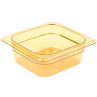 Carlisle 3088313 StorPlus 1/6 Size Amber High Heat Plastic Food Pan - 2 1/2" Deep