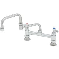 T&S B-0247 Deck Mounted Faucet with 12" Double Jointed Swing Nozzle, 8" Adjustable Centers, 19.5 GPM Stream Regulator Outlet, Eterna Cartridges, and Lever Handles