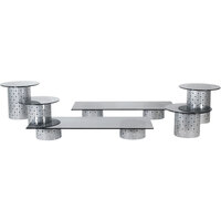 Front of the House BST009MUM28 Dots 14-Piece Stainless Steel Riser Set with Smoke Glass Buffet Boards