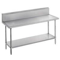 Advance Tabco VKS-307 Spec Line 30 inch x 84 inch 14 Gauge Work Table with Stainless Steel Undershelf and 10 inch Backsplash