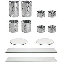 Front of the House BST022MUM28 Dots 14-Piece Stainless Steel Riser Set with Clear Glass Buffet Boards