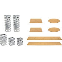 Front of the House BST018MUM28 Zig Zag 11-Piece Stainless Steel Rectangular Riser Set with Natural Bamboo Buffet Boards