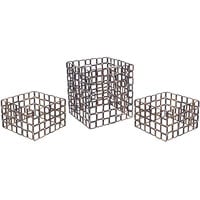 Front of the House BRI002GOI20 Coppered Link 3-Piece Hand-Painted Fused Iron Square Riser Set