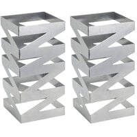 Front of the House BRI013SII28 Zig Zag 13" Stainless Steel Square Riser   - 2/Set