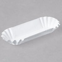 Heavy Weight 6" White Paper Fluted Hot Dog Tray - 500/Pack