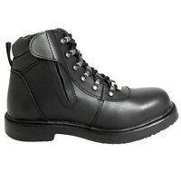 Genuine Grip 7130 Men's Size 5.5 Medium Width Black Steel Toe Non Slip Leather Boot with Zipper Lock