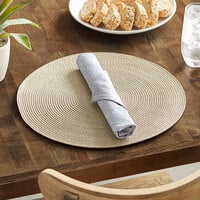 RITZ® 66304 15 inch Round Taupe Polypropylene Placemat   - 12/Pack