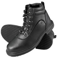 Genuine Grip 7130 Women's Size 6.5 Medium Width Black Steel Toe Non Slip Leather Boot with Zipper Lock