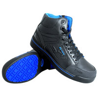 Genuine Grip 5010 Stealth Men's Size 10.5 Medium Width Black and Blue Laced Non Slip Shoe with Composite Toe and Side Zipper