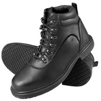 Genuine Grip® 7130 Women's Size 8.5 Medium Width Black Steel Toe Non Slip Leather Boot with Zipper Lock