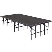 National Public Seating S3616C Single Height Portable Stage with Gray Carpet - 36 inch x 96 inch x 16 inch