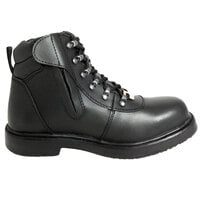 Genuine Grip 7130 Women's Size 10.5 Medium Width Black Steel Toe Non Slip Leather Boot with Zipper Lock