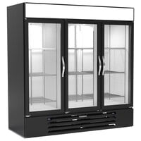 Beverage-Air MMRR72HC-1-B-BW-WINE MarketMax 75" Black Glass Door Dual Temperature Wine Refrigerator with White Interior