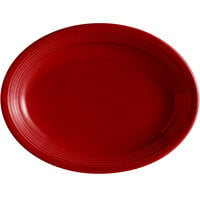 Tuxton CQH-1142 Concentrix 11 1/2 inch x 8 3/4 inch Cayenne Oval China Coupe Platter - 12/Case