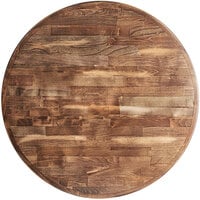 Lancaster Table & Seating 30 inch Round Recycled Wood Butcher Block Table Top with Vintage Finish