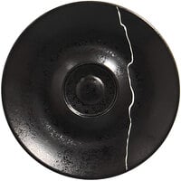 RAK Porcelain KZSWSA12S1 Kintzoo 4 11/16 inch Black Porcelain Saucer with Silver Detail - 12/Case