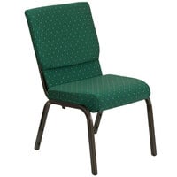 Flash Furniture XU-CH-60096-GN-GG Green Dot Patterned 18 1/2 inch Wide Church Chair with Gold Vein Frame