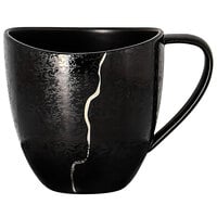 RAK Porcelain KZSWCU30S1 Kintzoo 10.15 oz. Black Porcelain Cup with Silver Detail - 12/Case