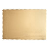 25" x 18" Gold Laminated Rectangular Corrugated Full Sheet Cake Pad - 10/Pack