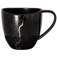 RAK Porcelain KZSWCU23S1 Kintzoo 7.8 oz. Black Porcelain Cup with Silver Detail - 12/Case