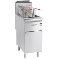 Main Street Equipment Liquid Propane 50 lb. Stainless Steel Floor Fryer - 120,000 BTU