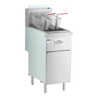 MainStreet Equipment Liquid Propane 50 lb. Stainless Steel Floor Fryer - 120,000 BTU