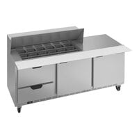 Beverage-Air SPED72HC-18M-2 72" 2 Door 2 Drawer Mega Top Refrigerated Sandwich Prep Table