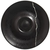 RAK Porcelain KZSWSA15S1 Kintzoo 5 7/8 inch Black Porcelain Saucer with Silver Detail - 12/Case