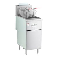 MainStreet Equipment Natural Gas 40 lb. Stainless Steel Floor Fryer - 90,000 BTU