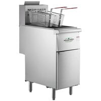 Main Street Equipment Liquid Propane 40 lb. Stainless Steel Floor Fryer - 90,000 BTU