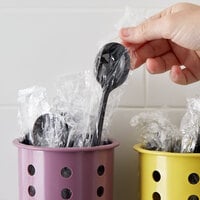 Choice Individually Wrapped Medium Weight Black Plastic Soup Spoon - 1000/Case