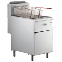 Main Street Equipment Liquid Propane 70-100 lb. Stainless Steel Floor Fryer - 150,000 BTU