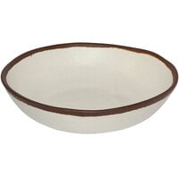GET B-310-CRM Pottery Market 1.5 Qt. Glazed Cream Melamine Salad Bowl with Brown Trim - 12/Case