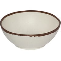 GET B-305-CRM Pottery Market 1.5 Qt. Glazed Cream Melamine Bowl with Brown Trim - 12/Case