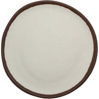 GET P-90-CRM Pottery Market 9" Coupe Glazed Cream Plate with Brown Trim - 12/Case