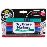 Crayola 586543 Take Note 4-Count Assorted Color Chisel Tip Dry Erase Markers