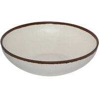GET B-320-CRM Pottery Market 4 Qt. Glazed Cream Melamine Bowl with Brown Trim - 3/Case