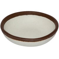 GET B-35-CRM Pottery Market 2.5 oz. Glazed Cream Melamine Ramekin with Brown Trim   - 48/Case