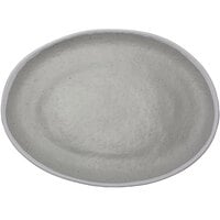 GET P-151-DVG Pottery Market 15 inch x 11 inch Glazed Oval Grey Melamine Coupe Platter with White Trim - 6/Case