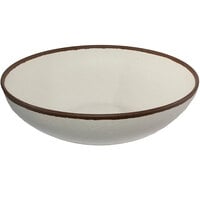 GET B-350-CRM Pottery Market 10 Qt. Glazed Cream Melamine Bowl with Brown Trim - 3/Case