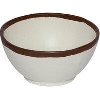 GET B-299-CRM Pottery Market 10 oz. Glazed Cream Melamine Bowl with Brown Trim - 24/Case