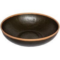 GET B-320-BR Pottery Market 4 Qt. Glazed Brown Melamine Bowl with Clay Trim - 3/Case