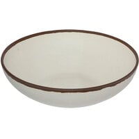 GET B-330-CRM Pottery Market 5.5 Qt. Glazed Cream Melamine Bowl with Brown Trim - 3/Case