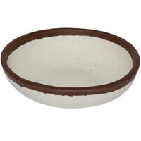 GET B-55-CRM Pottery Market 4.5 oz. Glazed Cream Melamine Ramekin with Brown Trim   - 48/Case