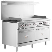 CPG 60 inch Nat-LP Gas 6 Burner Range w Griddle, Backsplash and Overshelf -  eZkwip Restaurant Equipment